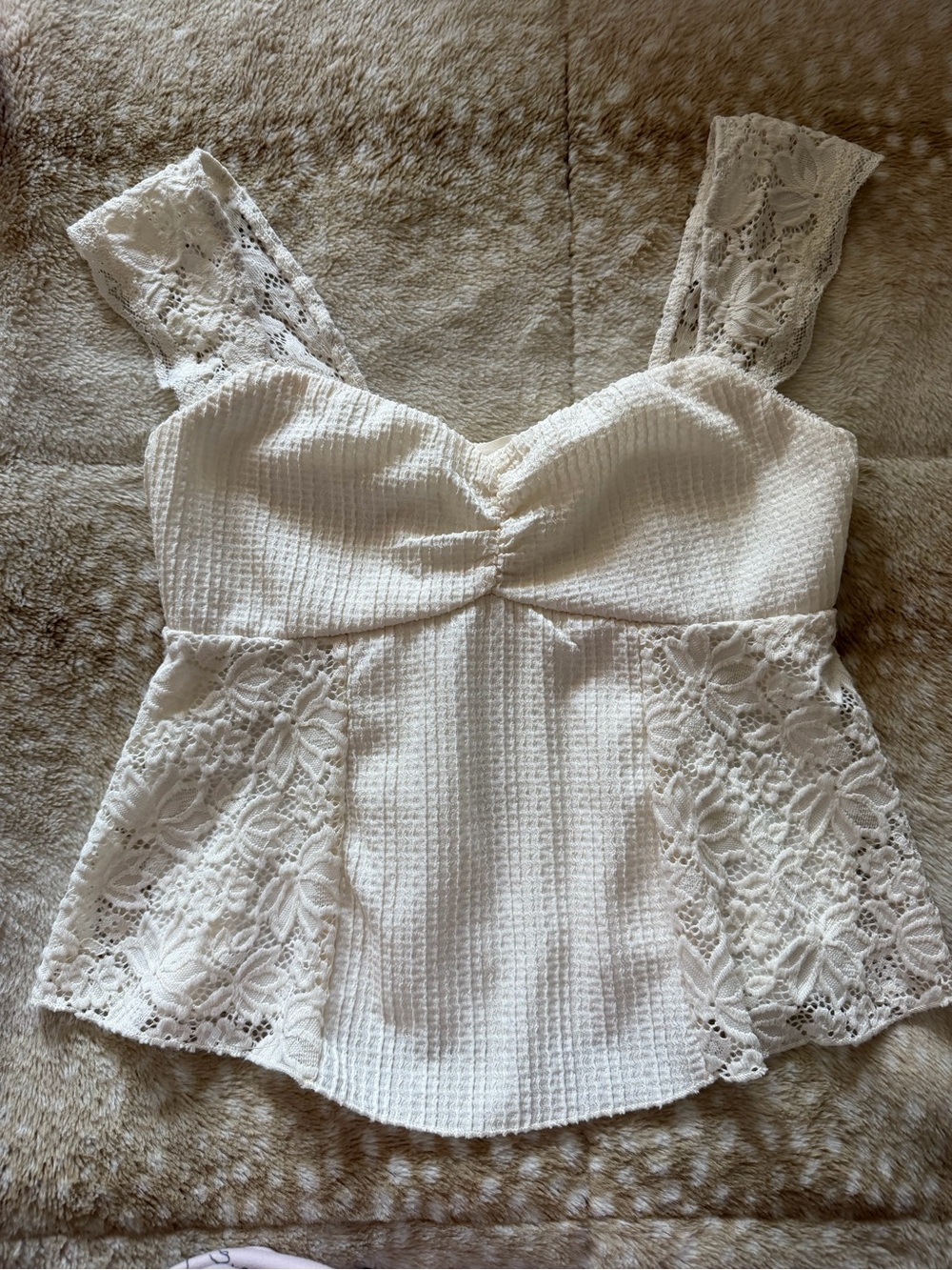 La Peche white lace crop top